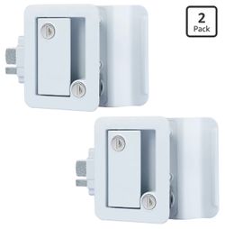 RV Entry Door Lock 2 Pack, White Zinc Alloy Paddle Deadbolt Latch with Keys Durable RV Door Latch, Keyed Alike, Fits Travel Trailer, Camper & Cargo Ha