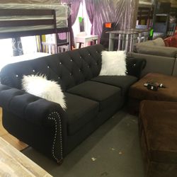 Velvet Sofa 93"and Loveseat 77"Set Tufted With Diamond Back