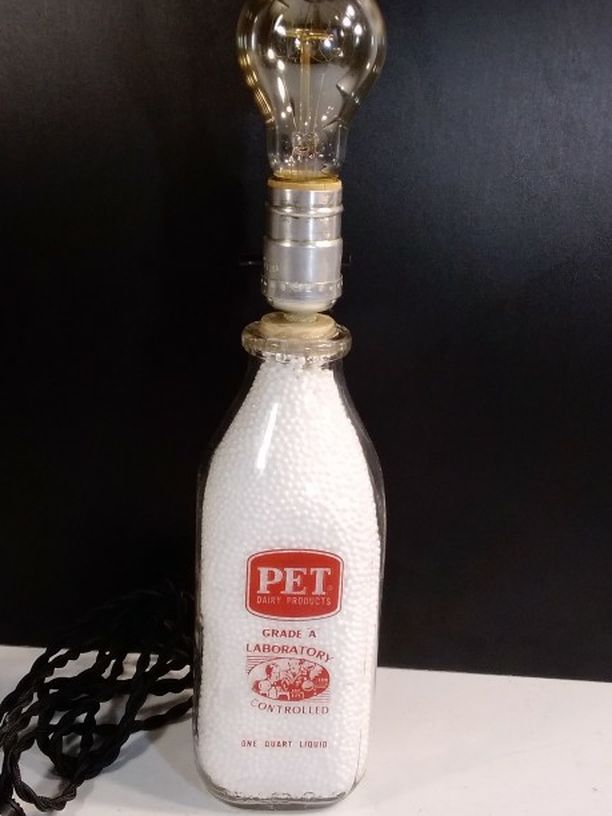 Vintage Pet Milk Bottle Lamp