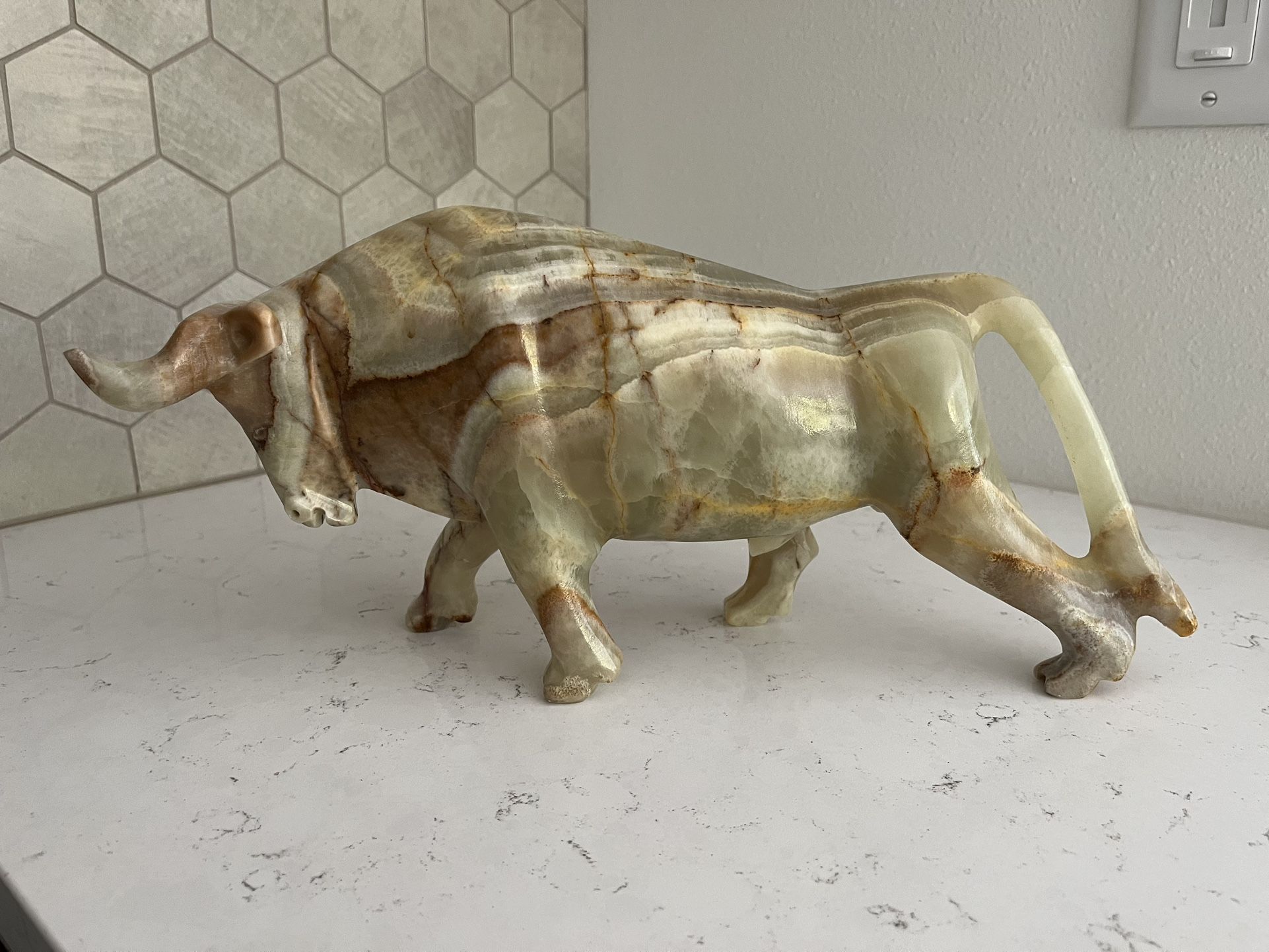 Solid Jade Bull Sculpture