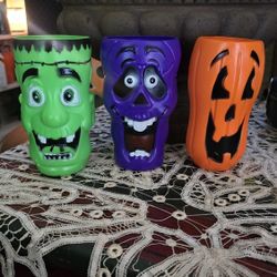 Vintage Halloween Blowmold Cups Set Of 3 Vintage Inspired 