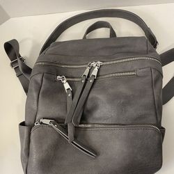 Madison West Kylee Adult Backpack Purse; Charcoal Gray; Soft Vegan Leather