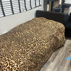 Single Upholstered Bed Frame And Mattress  