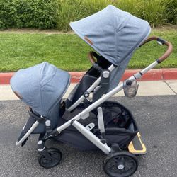 Uppababy Vista V2 double stroller bassinet piggyback