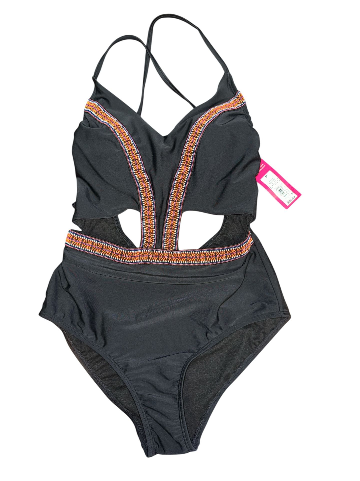 Xhilaration Bathing Suit One piece Black Medium NWT