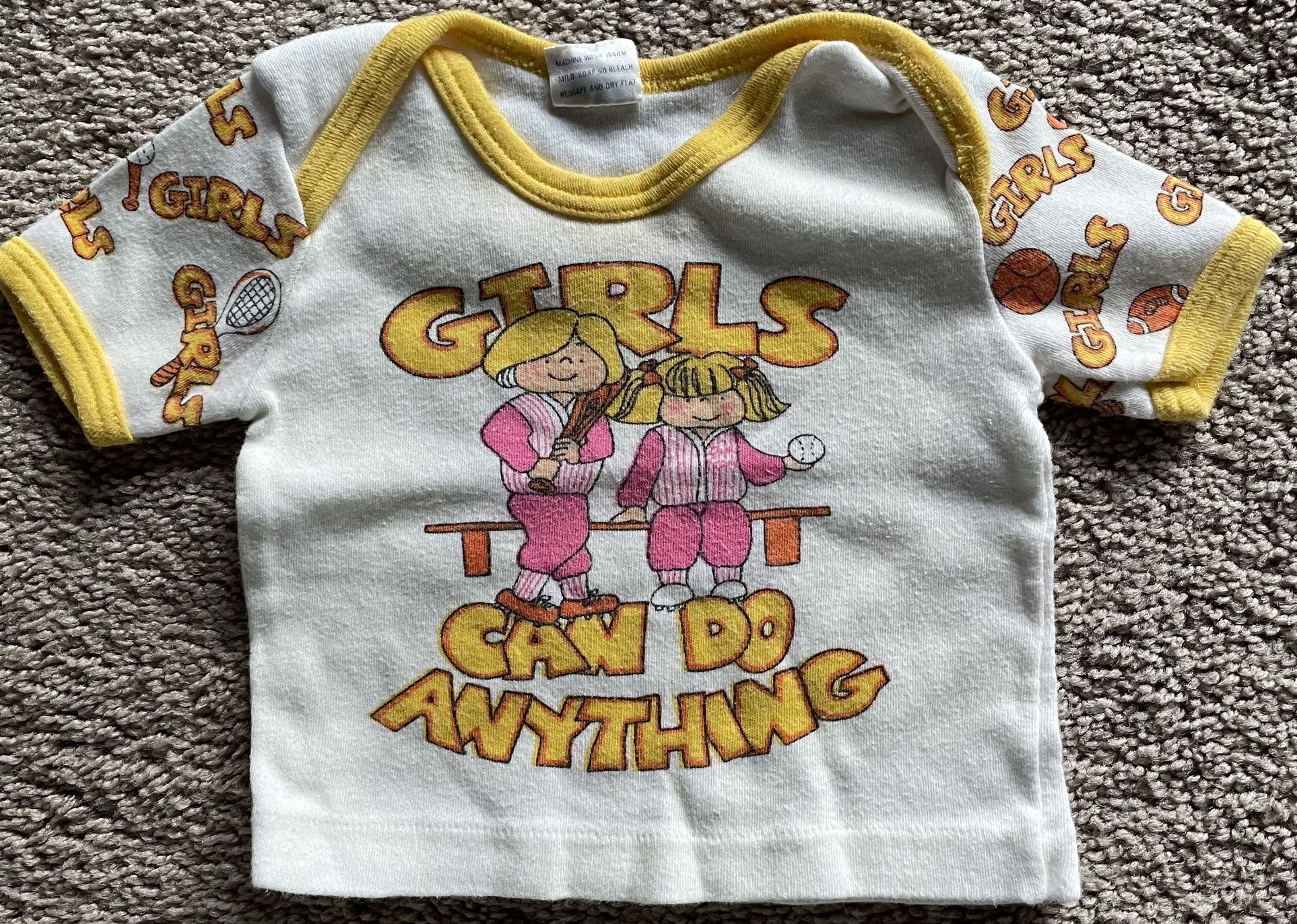1980s Size 12-month “Girls Can Do Anything” Top