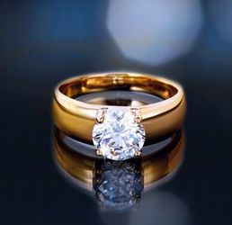 Luxury ring color gold big zircon Size 7