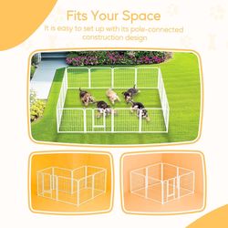 Dog Playpen 24 Inch 8 Panels, Heavy Duty Metal Pet Playpen Indoor Outdoor for Camping, Yard, RV, Garden Fence, Privacy Patio, White