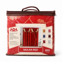 ABC Mulan Red Jacquard Curtain Panel Set