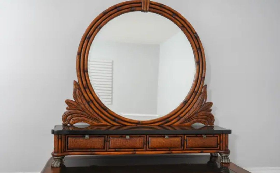 Antique Wood & Marble Vanity Top