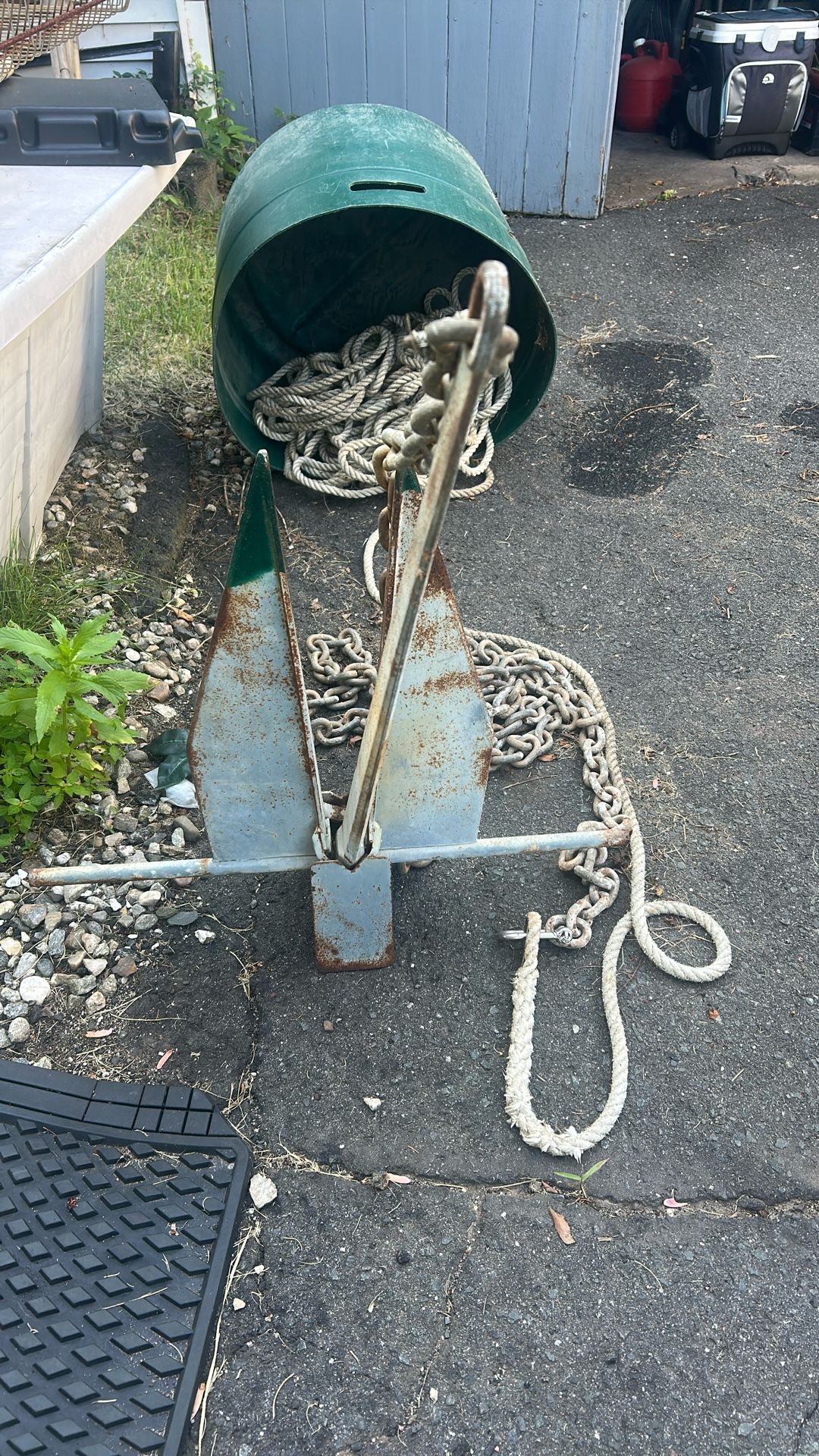 20# Danforth Large Anchor With Chain And Line