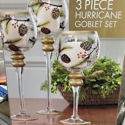 3-Piece Hurricane Goblet Set Candle Holders