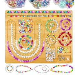 Bamboo Combo Beading Board Tray for Bracelet Making (Beads not included)