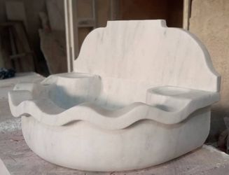 Handcrafted Turkish White Marble Sink