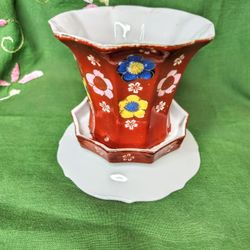 Vtg. Gold Castle Japan Planter With Saucer 