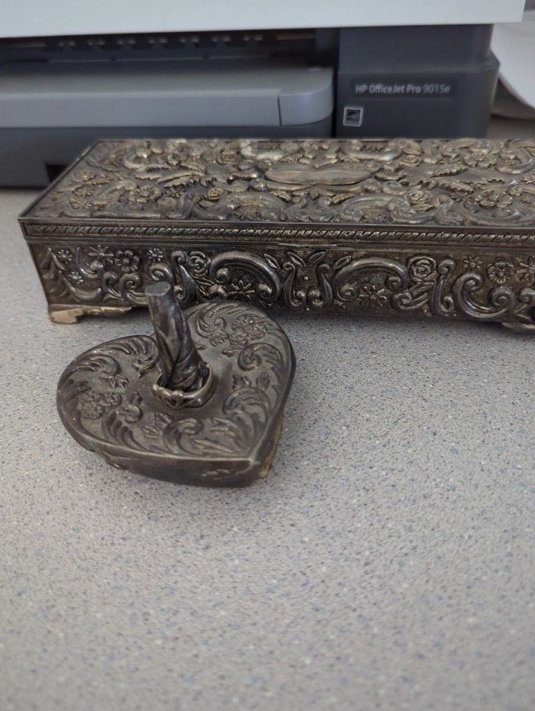 Vintage Godinger Silver Plate Jewelry Box With Ring Holder