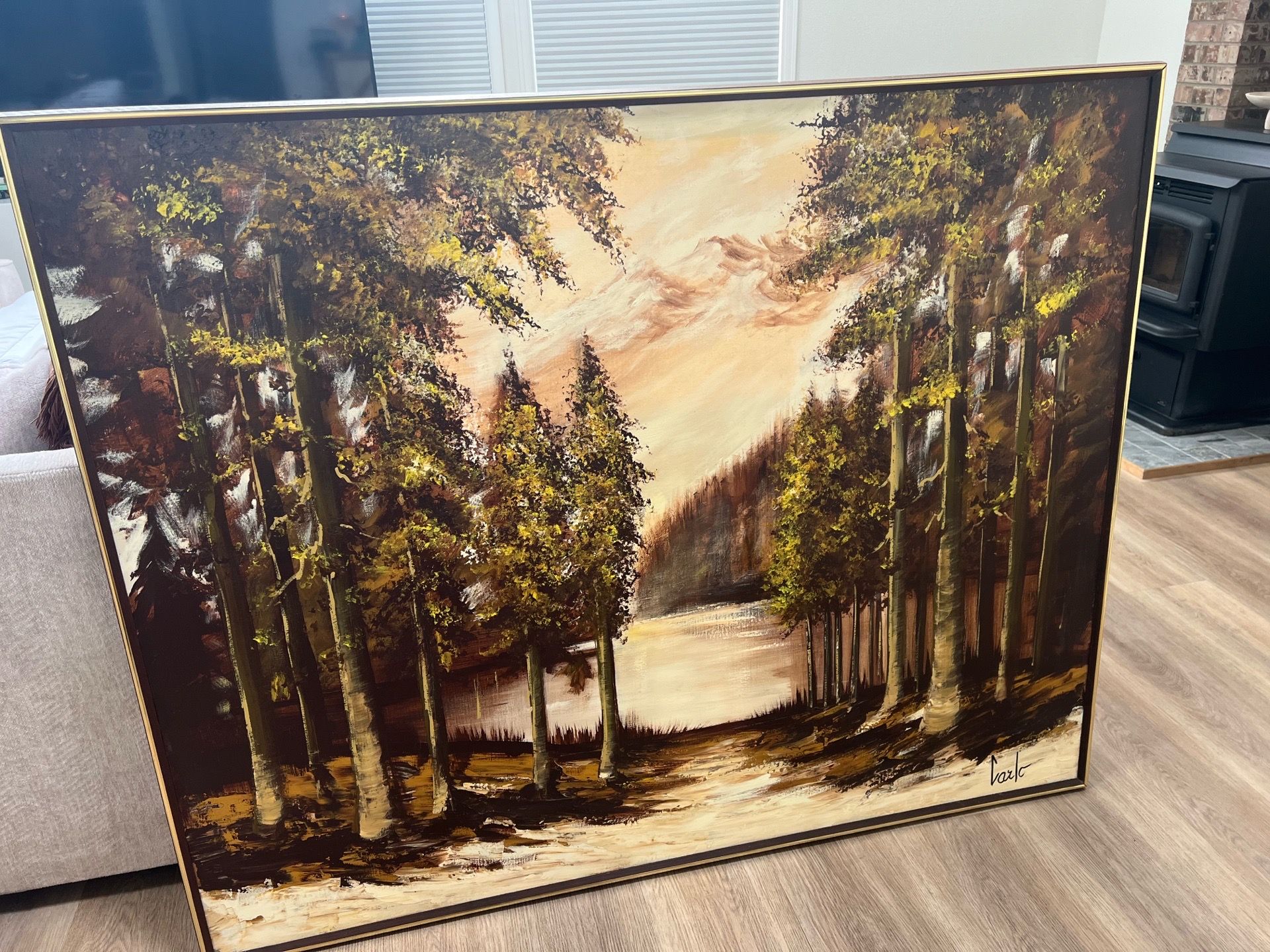 Vintage Carlos of Hollywood-XL MCM Mountain and Forest Painting