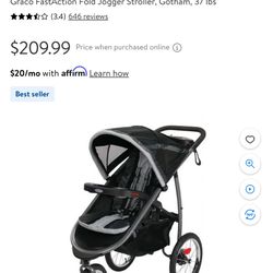 Graco FastAction Fold Jogger Stroller, Gotham, 37 lbs