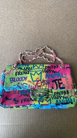 Colorful Graffiti Print Chain Shoulder Bag