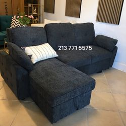 Gorgeous ‼️ 2-Pc Dark Gray Chenille Convertible Sectional Sofa Set (On Display‼️)