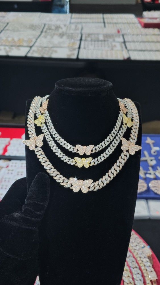 MOISSANITE CUBAN AND BUTTERFLY CHAIN