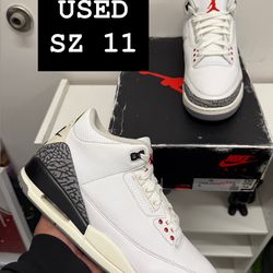 USED Air Jordan 3 white Cement Reimagined SZ 11