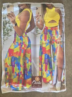 2 Piece Sleevless Shirt Snd Slit Pants (M)