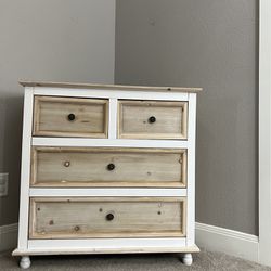 wooden distressed four drawer dresser 