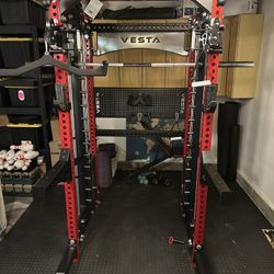 PRO SERIES Ultimate 3-1 Half Rack Functional Trainer w/Smith Machine Bar | 400lb Stack | Gym Equipment | Fitness | Commercial | Squat Rack 