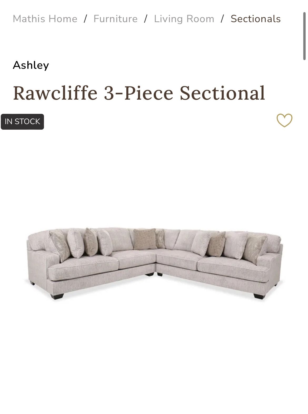 Ashley furniture Rawcliffe 3 Pc Sectional