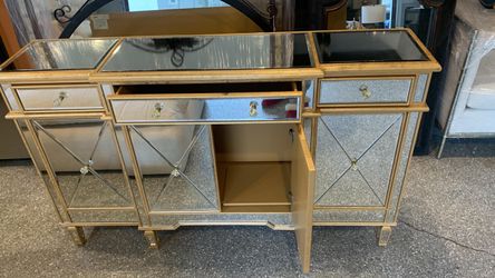 Mirrored Gold Sideboard Buffet Cabinet
