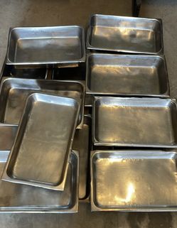 (Lots of 14) Stainless Steel Pans. Used Steam Table Pans, 11pc of  4” deep and 3pc of 2.5”” deep