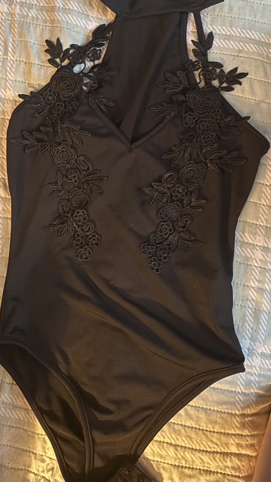 Black Flower Bodysuit