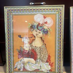 Bjørn Wiinblad Lady of the West from the Four Corners of the World Series (1970) Framed 