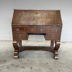 Small Antique Walnut Secretaire, Antique secretary or desk with a hinged lid
