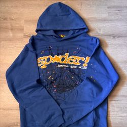 Blue spider worldwide hoodie Size Medium