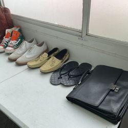 Men’s Lot 6 Items Of Footwear  Plus Gucci Briefcase Fits Size 13