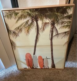 Framed Canvas Beach Surfboard Wall Art