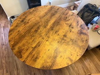 Round Rustic Wood Dining Table