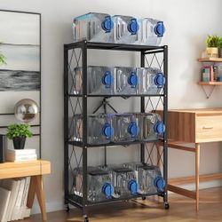 New itchen Garage Metal Shelves, Storage Shelves Organizer, Foldable Metal Shelving, Closet Shelving Unit, 28" W x 14" D x 50" H Bakers Rack Microwave