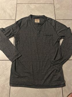 NWOT Hudson & Barrow NYC medium Long Sleeve Raglan Henley Shirt Marled One-Pocket grey