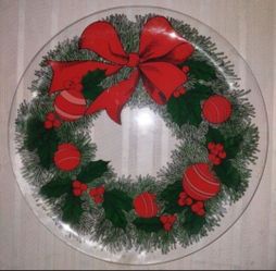 Christmas Wreath Glass Serving Plate