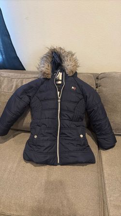 Tommy Hilfiger Navy Puffer Jacket with Fur Hood