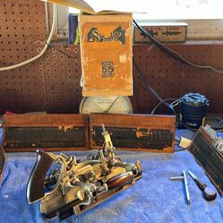 Stanley No. 55 Wood Plane-Fout Boxes Of Cutters, Original Box And Manual