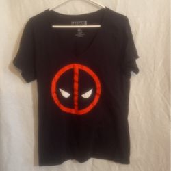 Marvel Deadpool Graphic Tee Black Short Sleeve Scoop Neck Womens Size 2xl