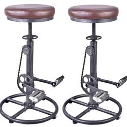 Set of 2 Adjustable Bicycle Wheel Design bar stools
