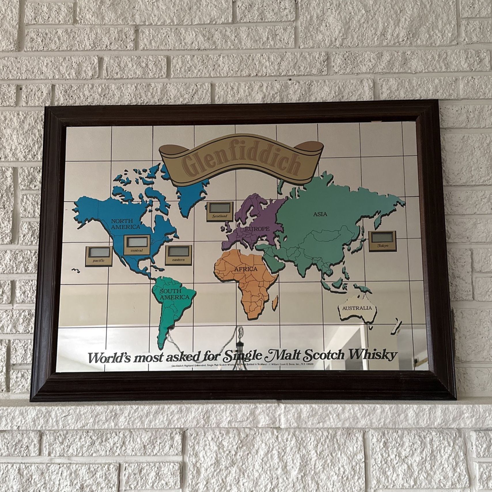 Glenfiddich World Map Timezone Mirror for Sale in Seattle, WA