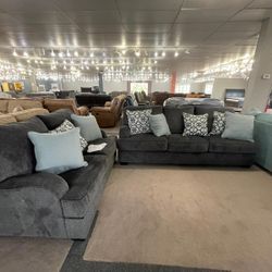 Charenton Charcoal Living Room Set & Sofa And Loveseat & Couch 