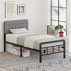 Twin bed frame with headboard/metal