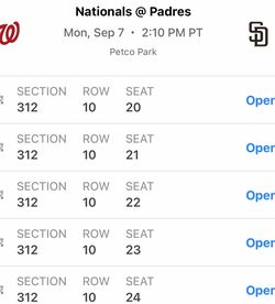 Nationals vs Padres MLB Tickets – 5 Seats